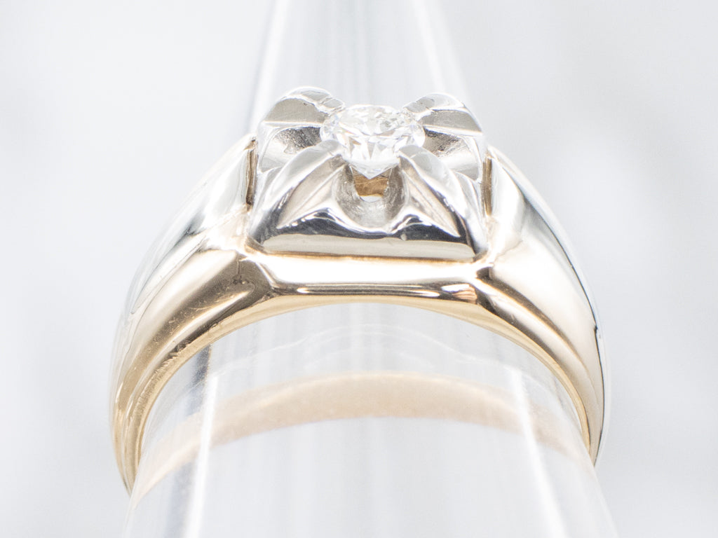 Men's Vintage Gold Diamond Solitaire Ring