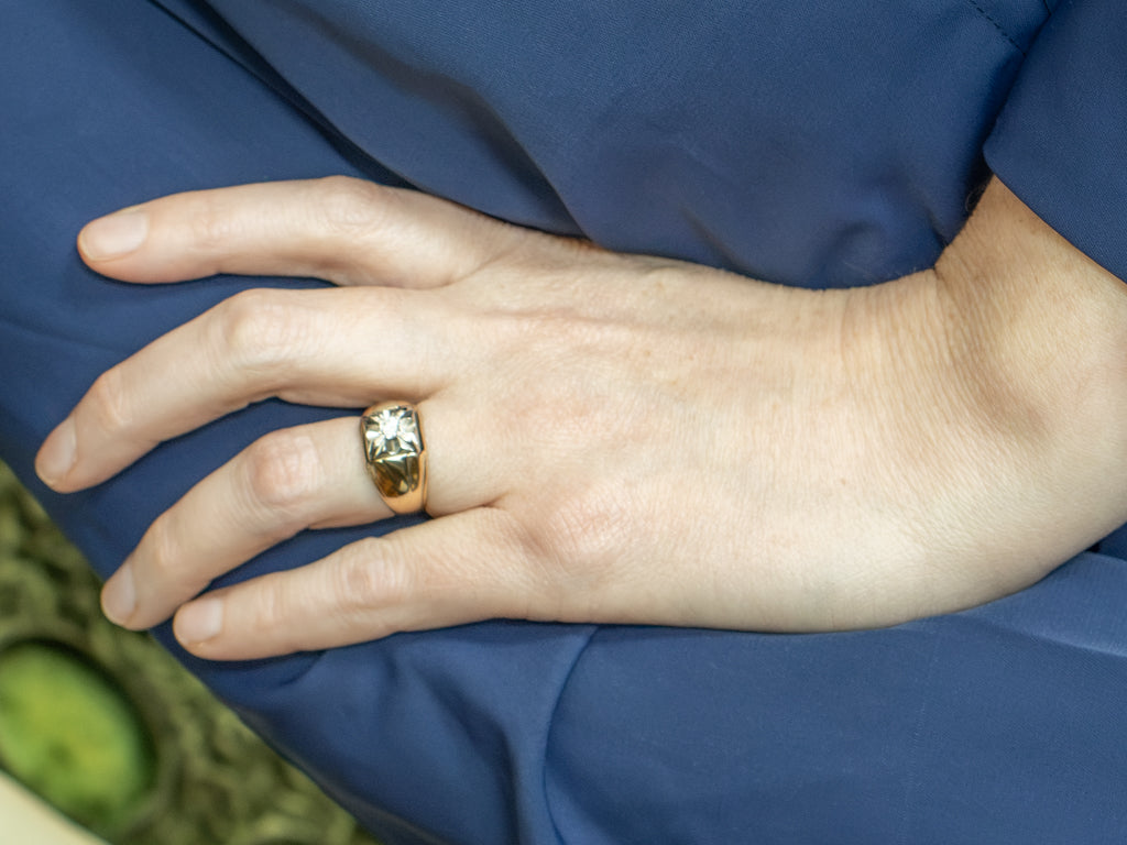 Men's Vintage Gold Diamond Solitaire Ring