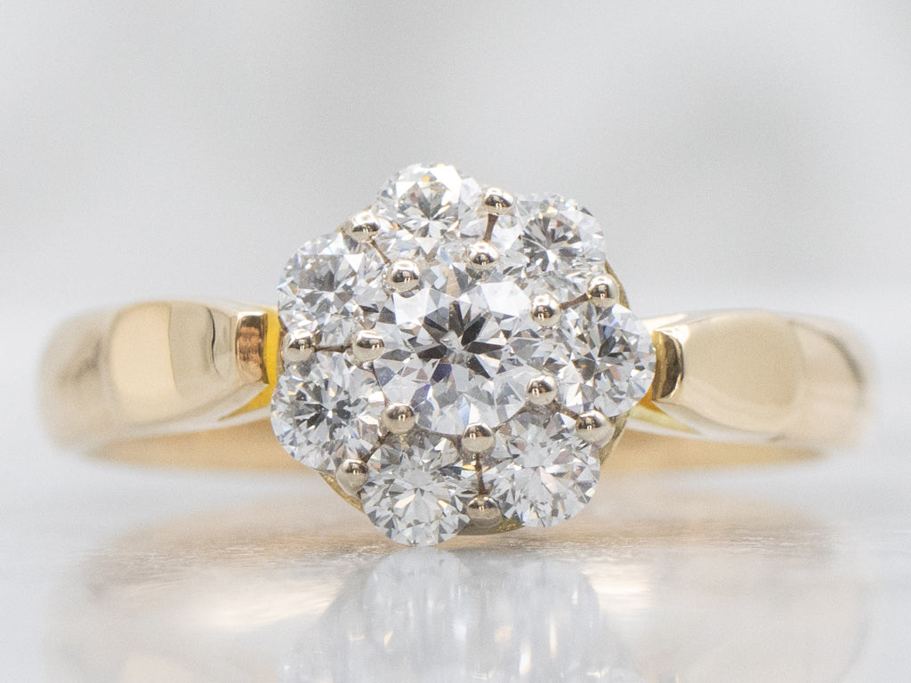 Mix-Era Two-Tone Gold Diamond Cluster Ring