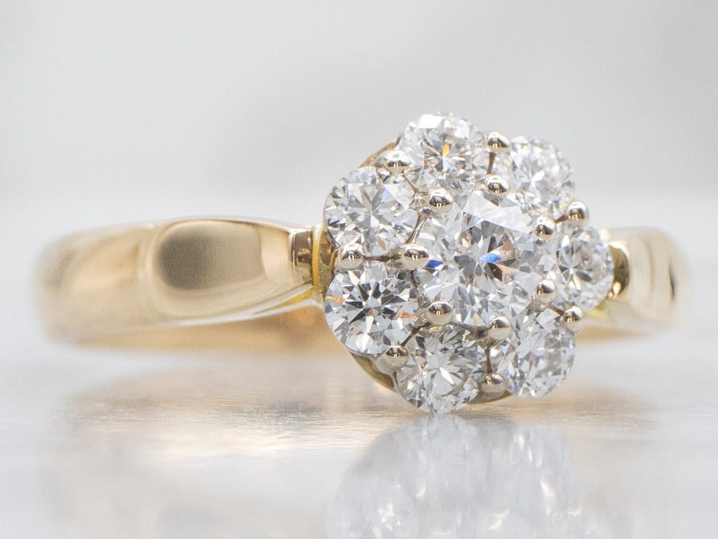 Mix-Era Two-Tone Gold Diamond Cluster Ring