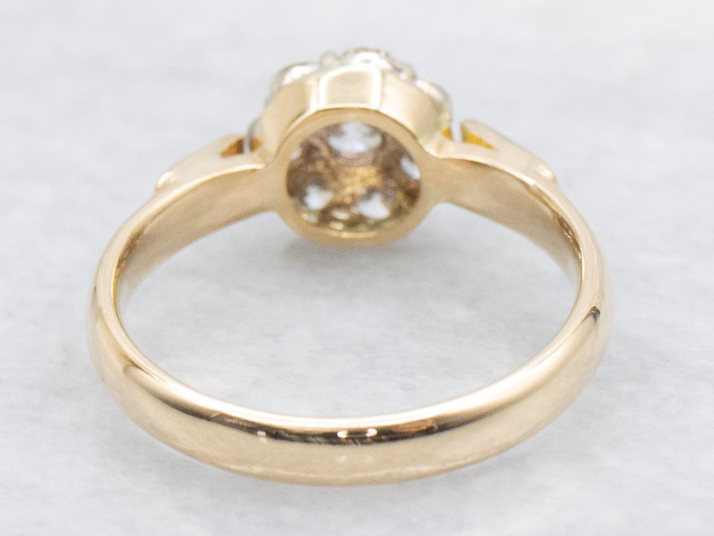 Mix-Era Two-Tone Gold Diamond Cluster Ring