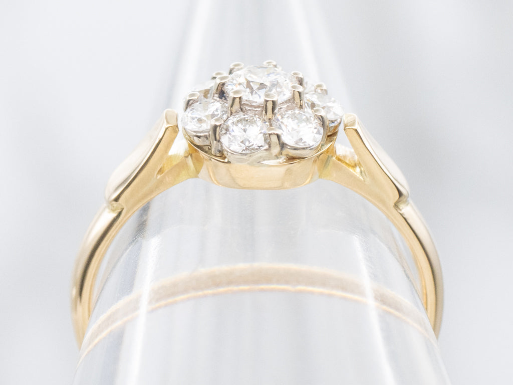 Mix-Era Two-Tone Gold Diamond Cluster Ring