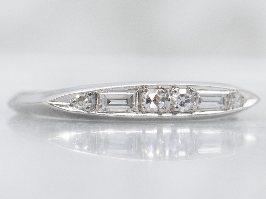 Vintage Mix-Cut Diamond Platinum Wedding Band