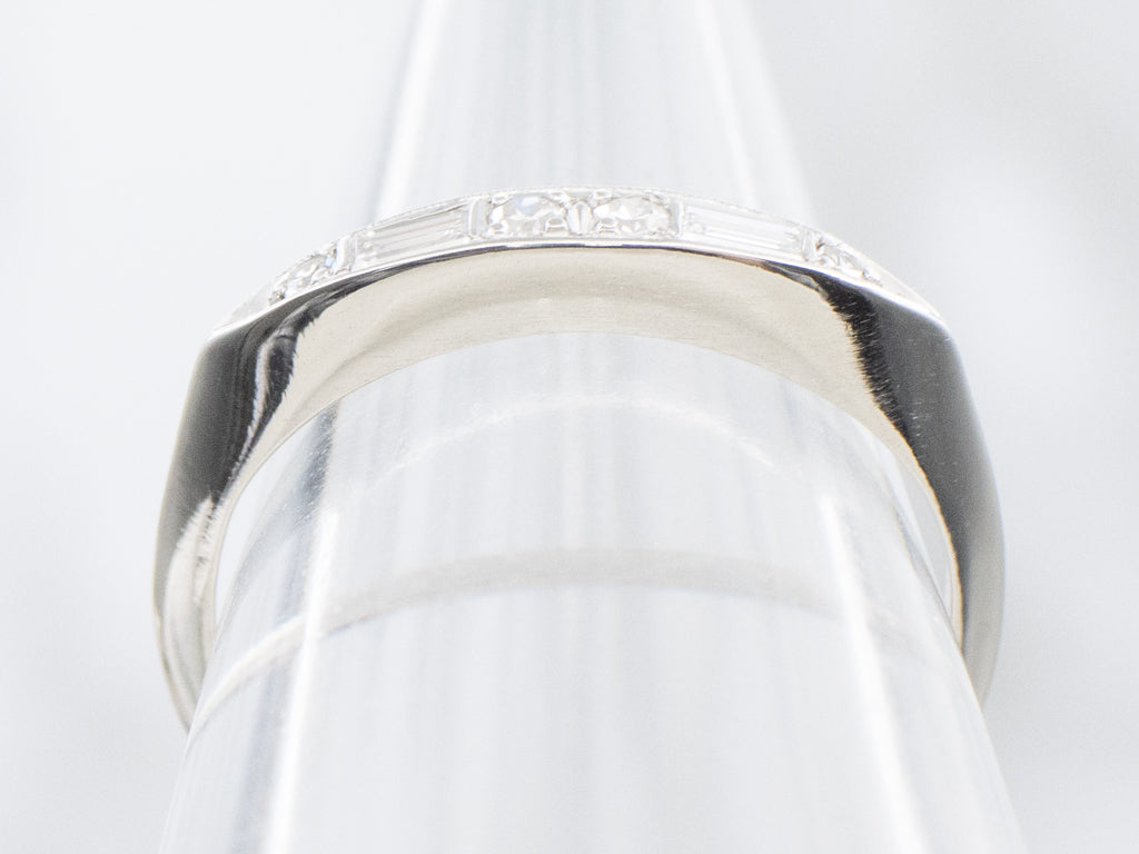 Vintage Mix-Cut Diamond Platinum Wedding Band