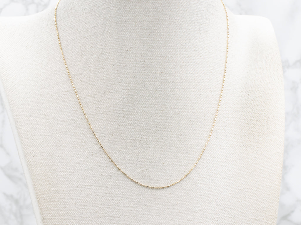 Yellow Gold Dash and Dot Beaded Chain with Lobster Clasp
