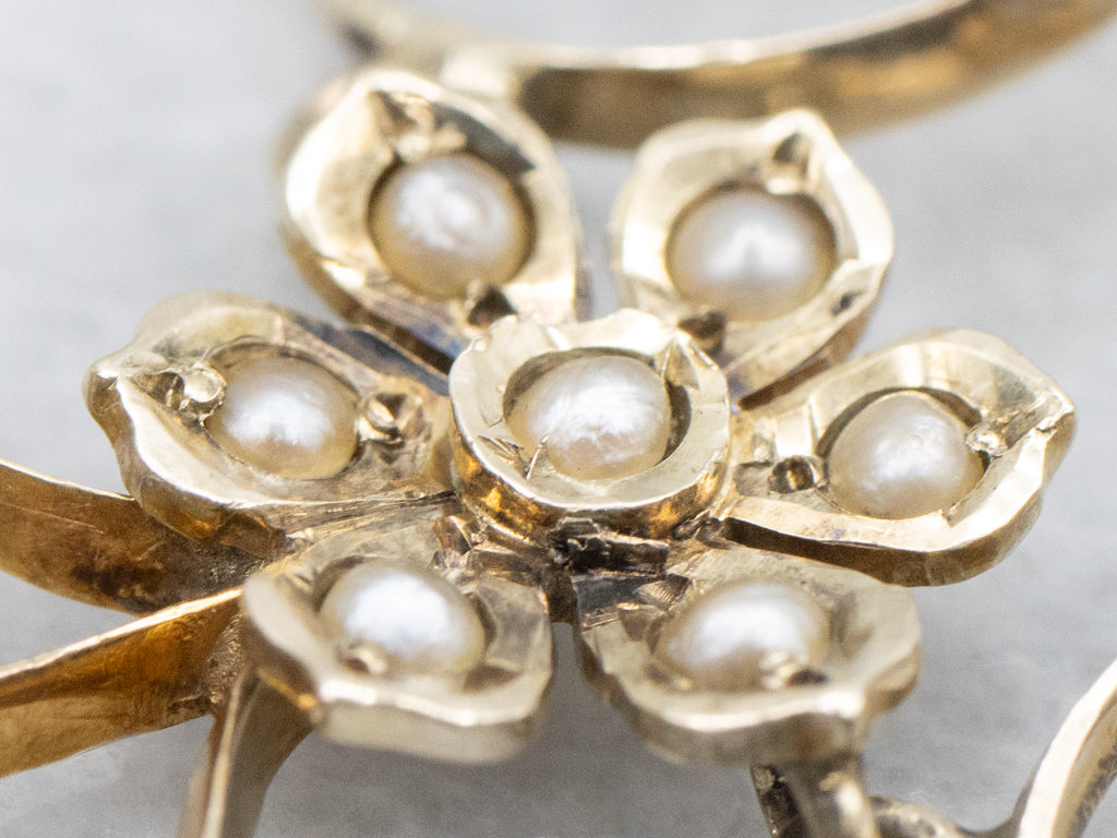Antique Floral Seed Pearl Gold Belle Époque Necklace