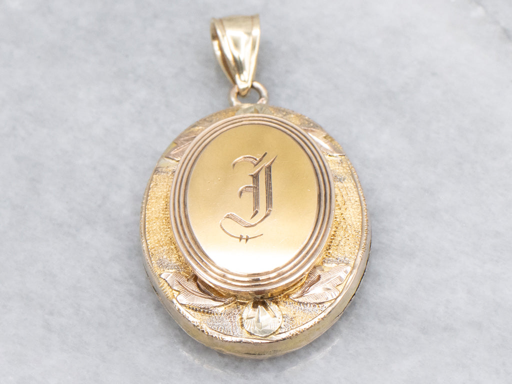 Mix-Era Antique Gold Old English "J" Initial Pendant
