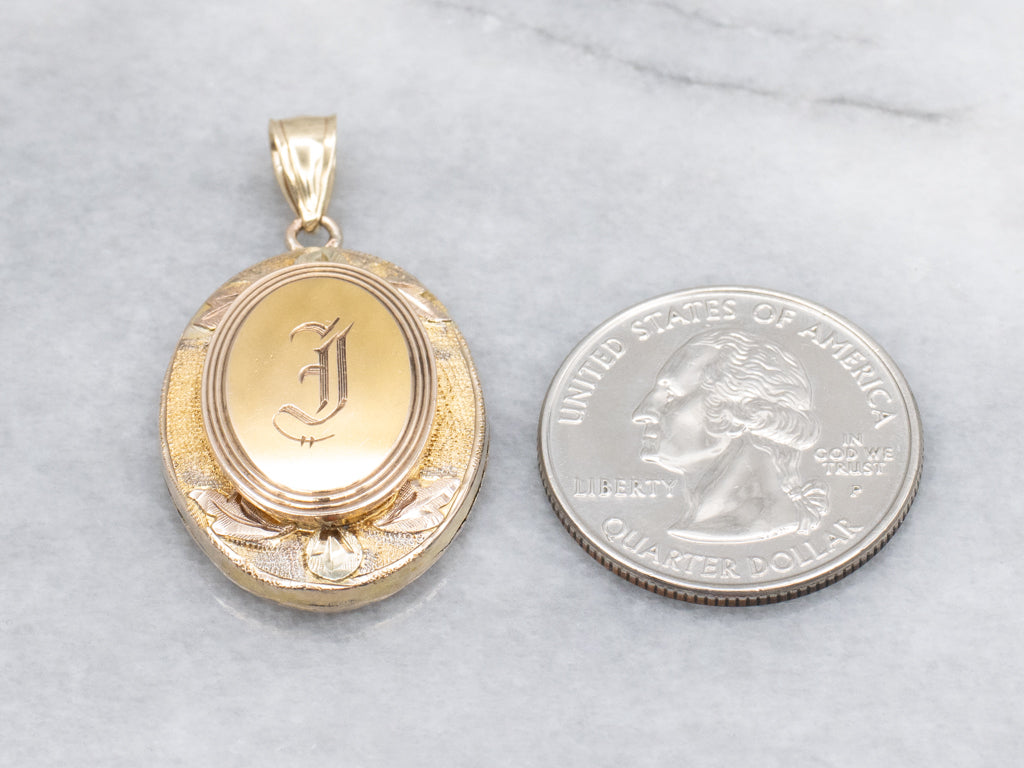 Mix-Era Antique Gold Old English "J" Initial Pendant