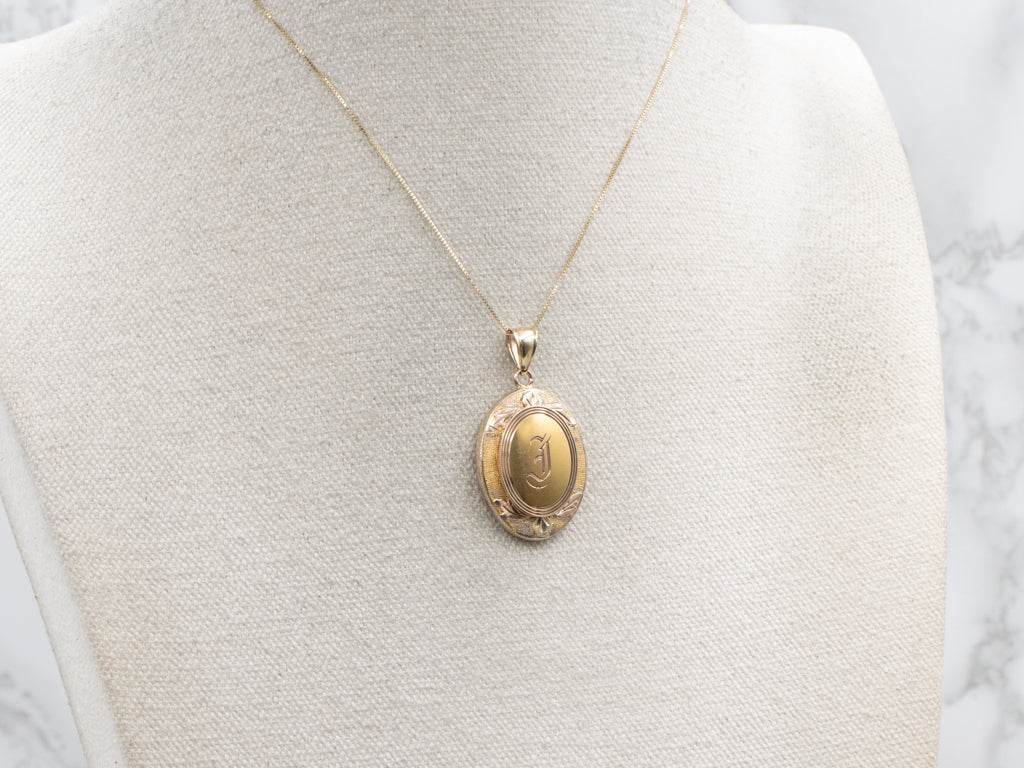 Mix-Era Antique Gold Old English "J" Initial Pendant