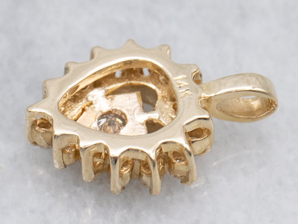 Yellow Gold Diamond Heart Halo Pendant