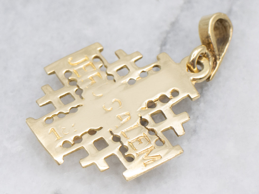 Tri-Color 18-Karat Gold Jerusalem Cross Pendant