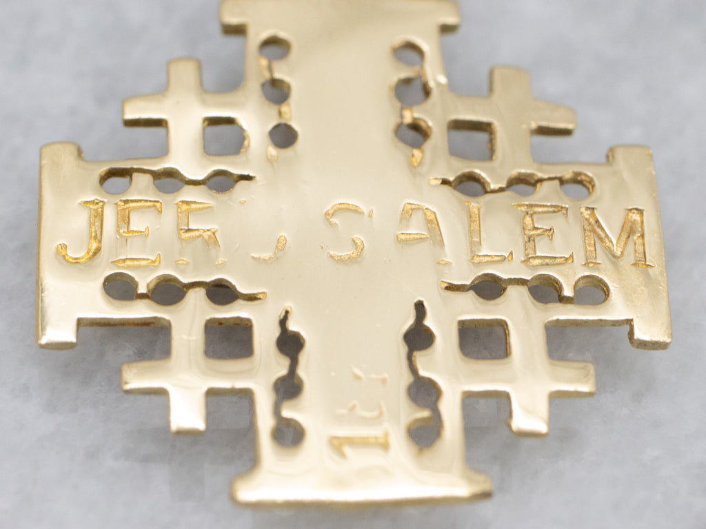 Tri-Color 18-Karat Gold Jerusalem Cross Pendant