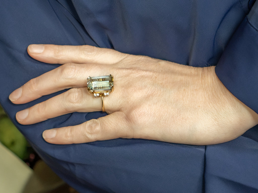 Oversized Aquamarine and Diamond Cocktail Ring