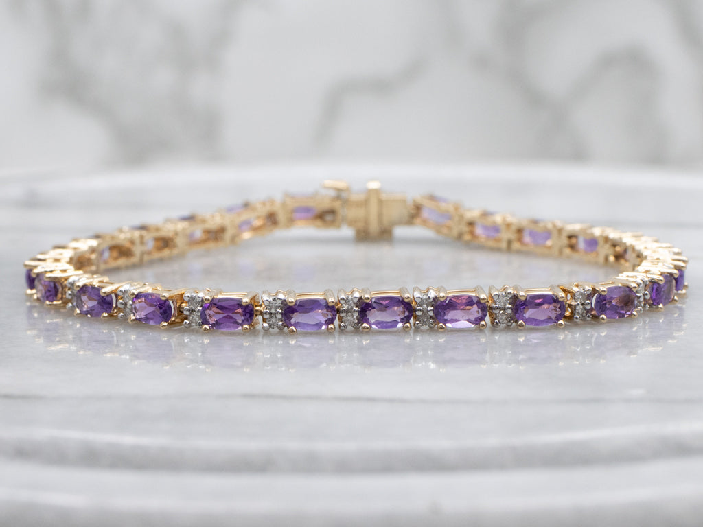 Amethyst and Diamond Gemstone Tennis Bracelet