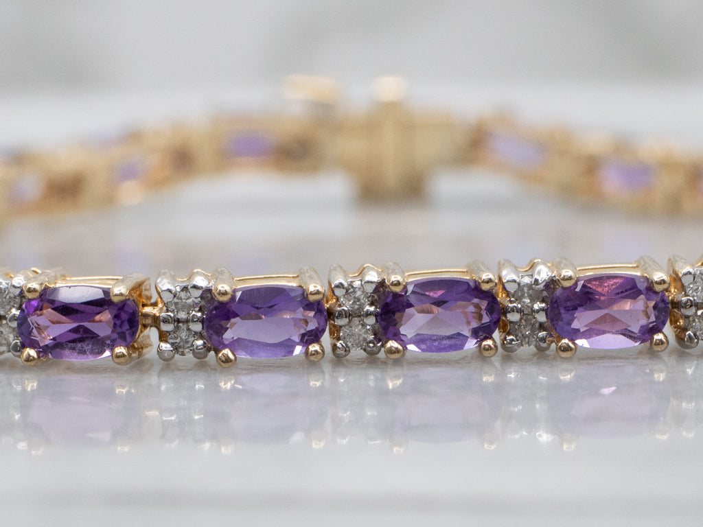 Amethyst and Diamond Gemstone Tennis Bracelet
