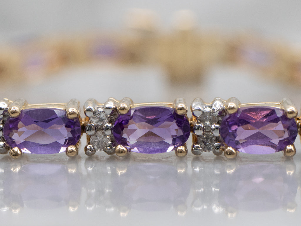 Amethyst and Diamond Gemstone Tennis Bracelet