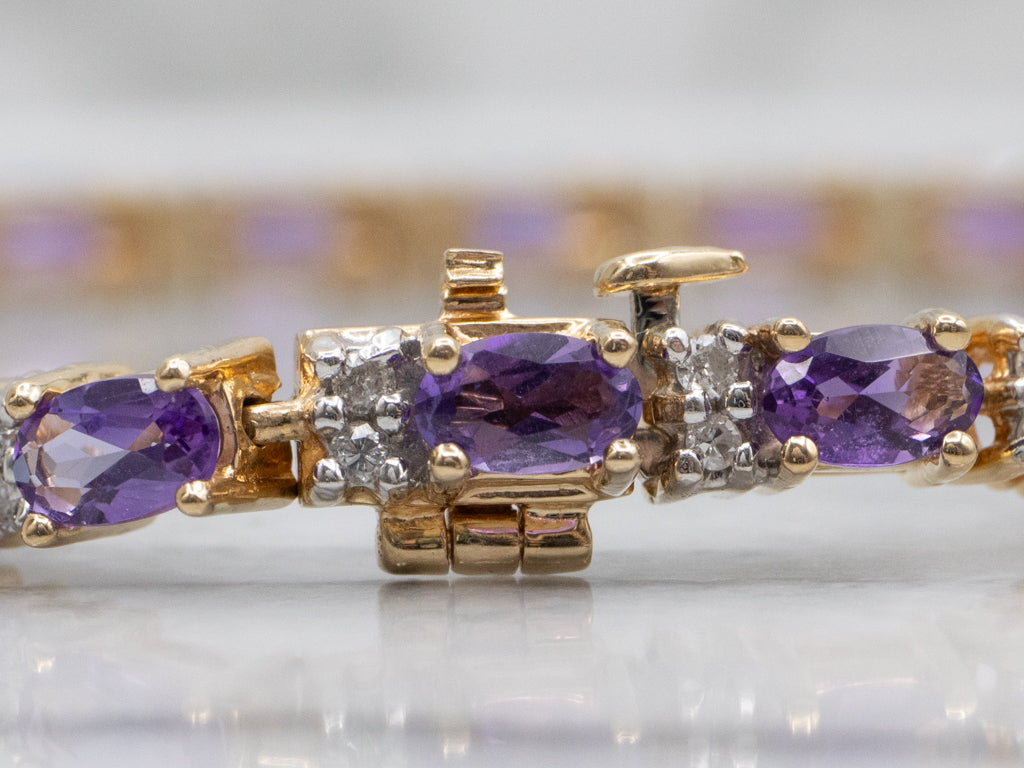 Amethyst and Diamond Gemstone Tennis Bracelet
