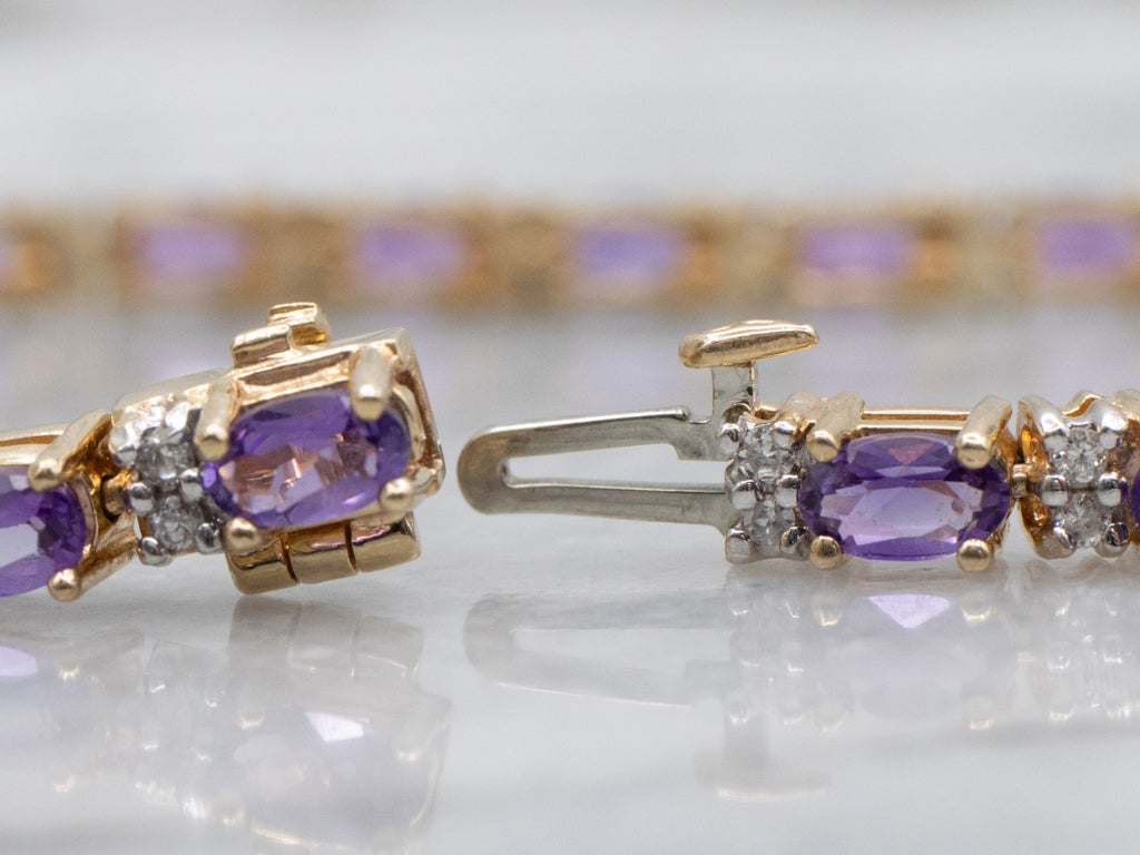Amethyst and Diamond Gemstone Tennis Bracelet