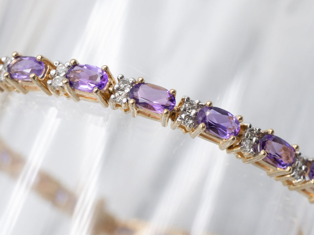 Amethyst and Diamond Gemstone Tennis Bracelet