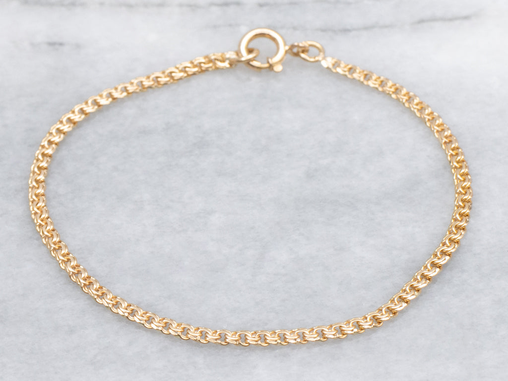 Yellow Gold Double Curb Link Bracelet