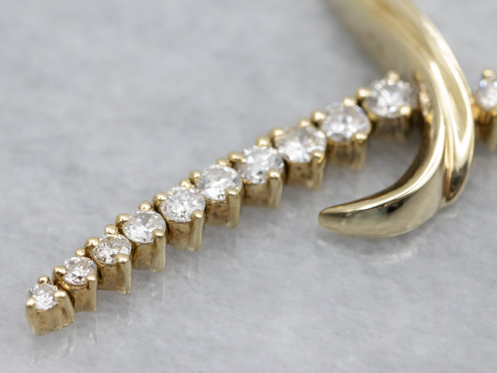 Mix-Era Graduated Diamond Twist Pendant and Gold Link Necklace