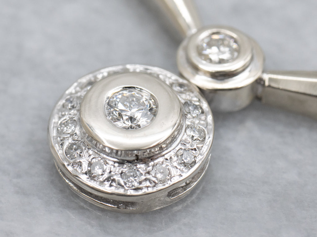 Sparkling White Gold Bezel-Set Diamond Halo Necklace