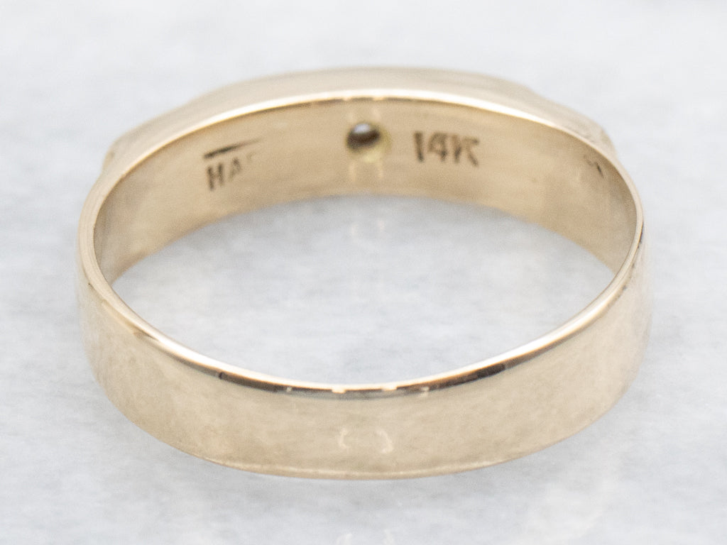 Flush-Set Diamond Yellow Gold Solitaire Ring