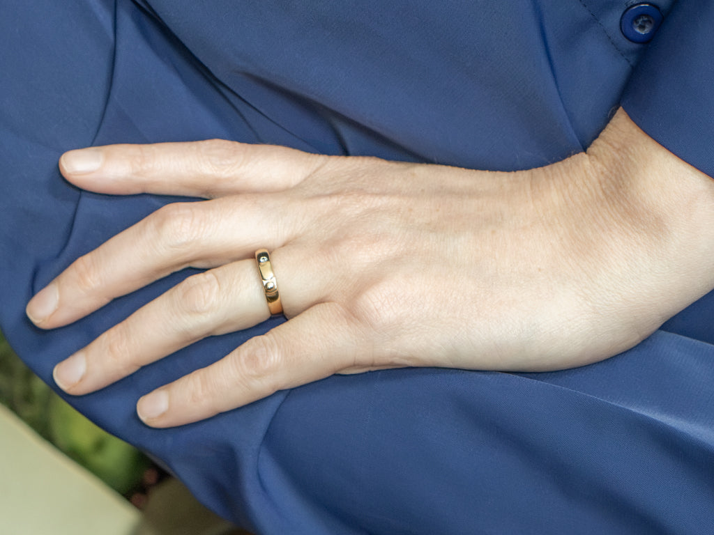 Flush-Set Diamond Yellow Gold Solitaire Ring