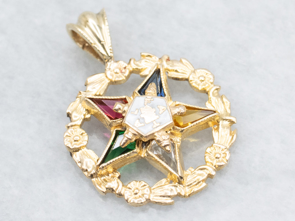 Order of the Eastern Star Floral Gold Pendant