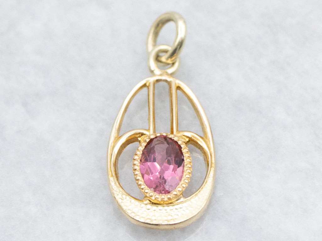 Antique Pink Tourmaline and Gold Pendant