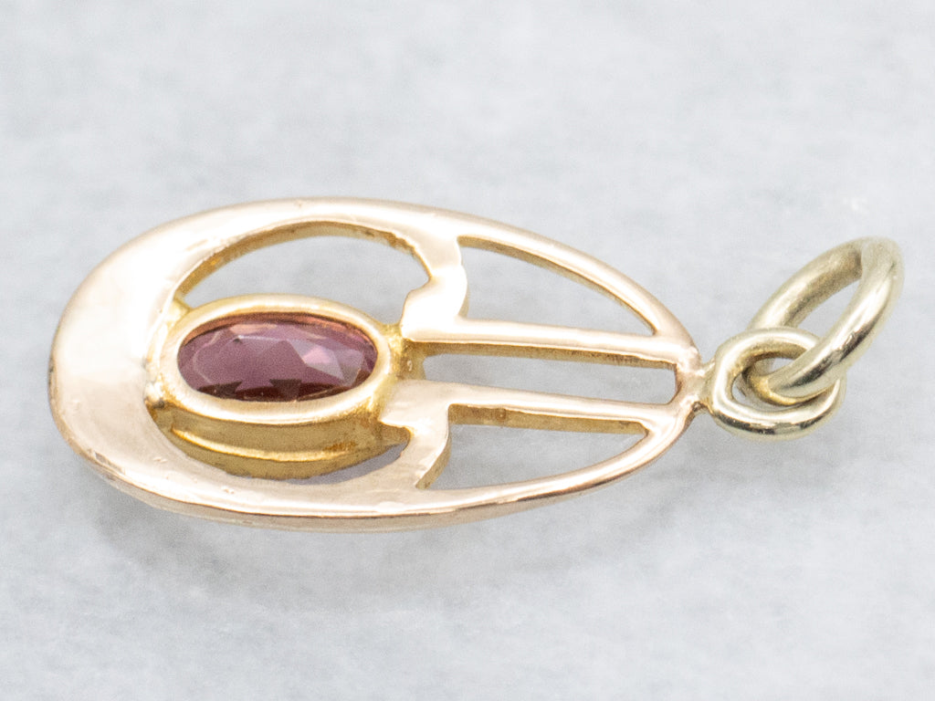 Antique Pink Tourmaline and Gold Pendant