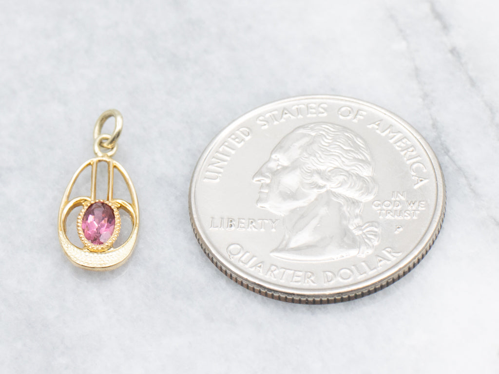 Antique Pink Tourmaline and Gold Pendant