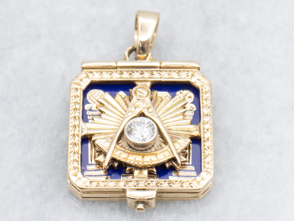Antique Gold and Diamond Masonic Pendant