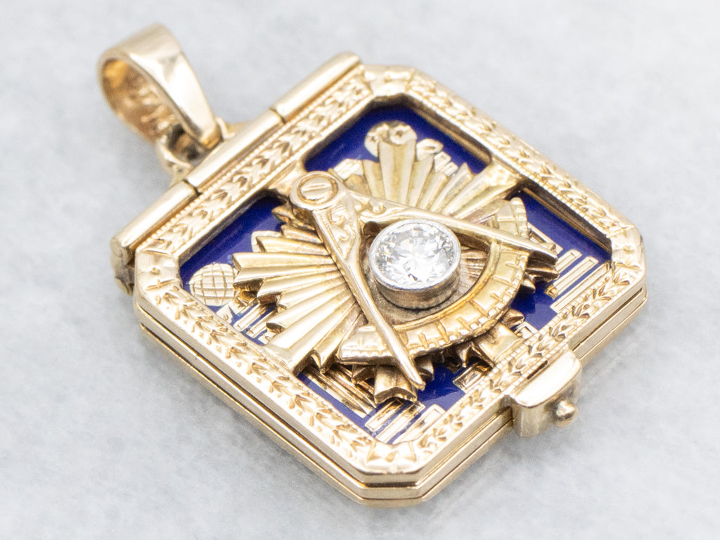 Antique Gold and Diamond Masonic Pendant