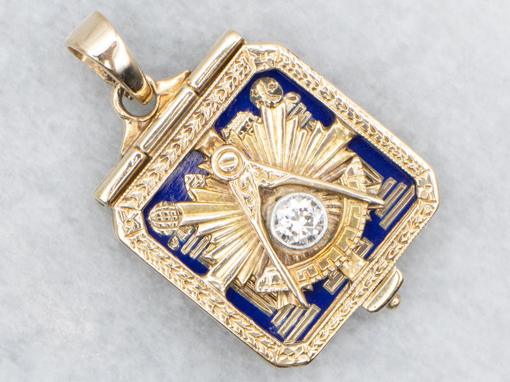 Antique Gold and Diamond Masonic Pendant