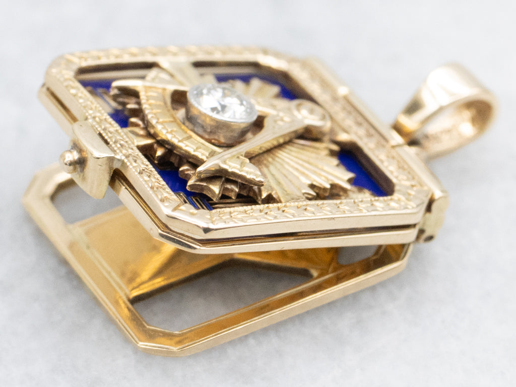 Antique Gold and Diamond Masonic Pendant