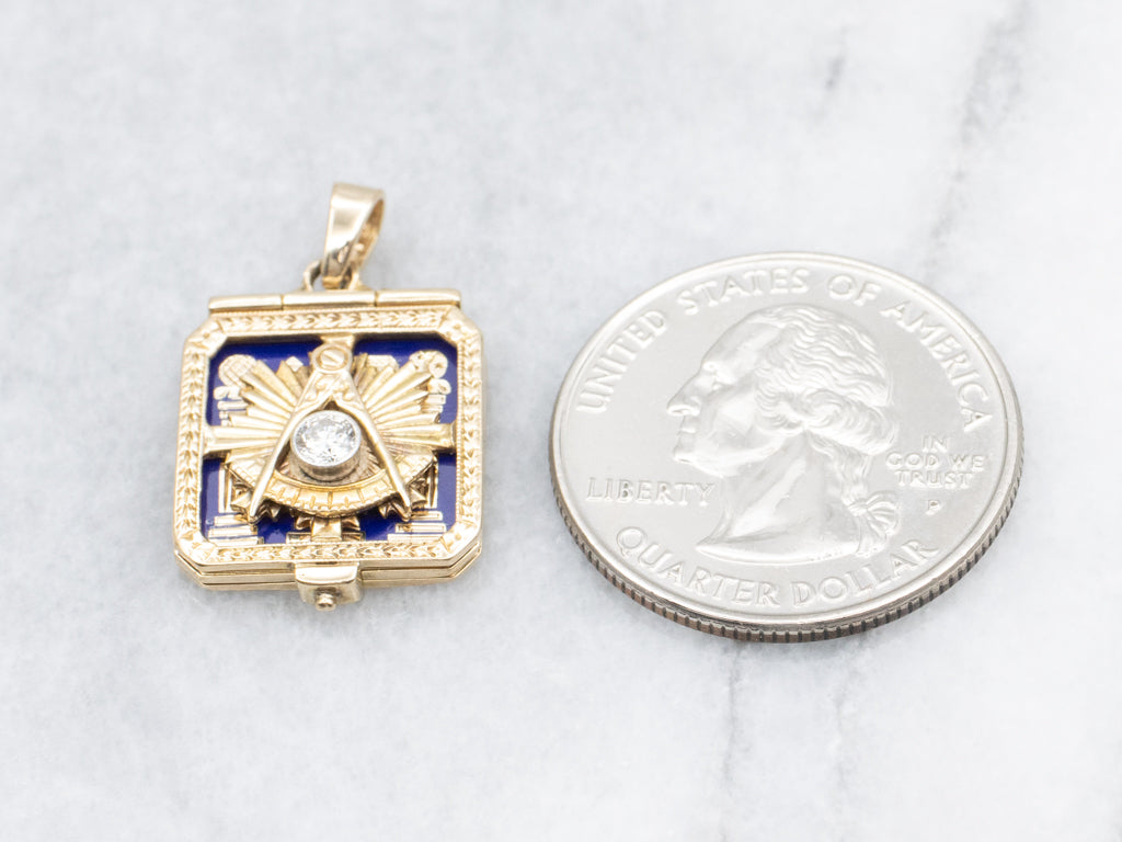 Antique Gold and Diamond Masonic Pendant