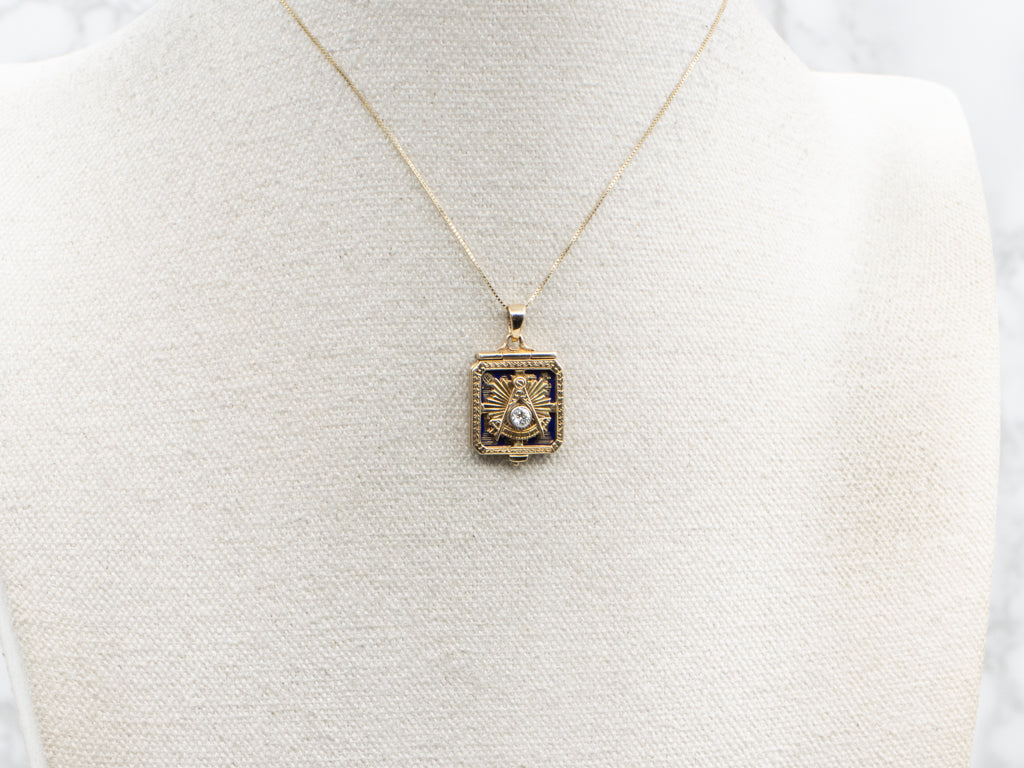 Antique Gold and Diamond Masonic Pendant