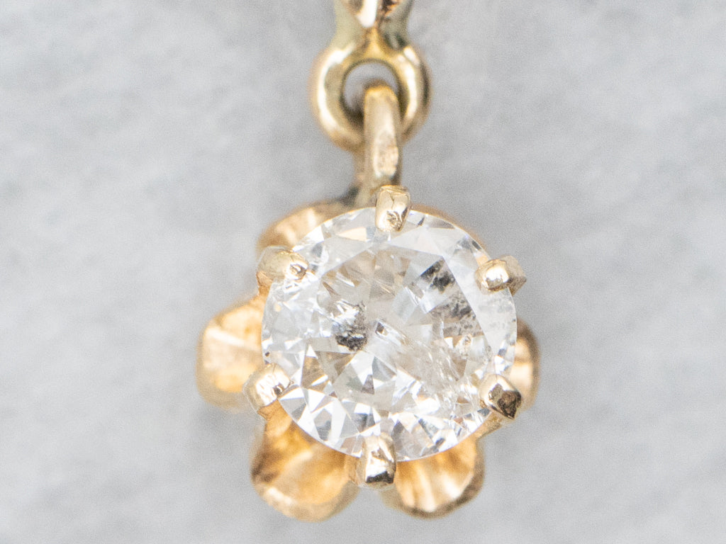Buttercup-Set Diamond and Gold Pendant Necklace