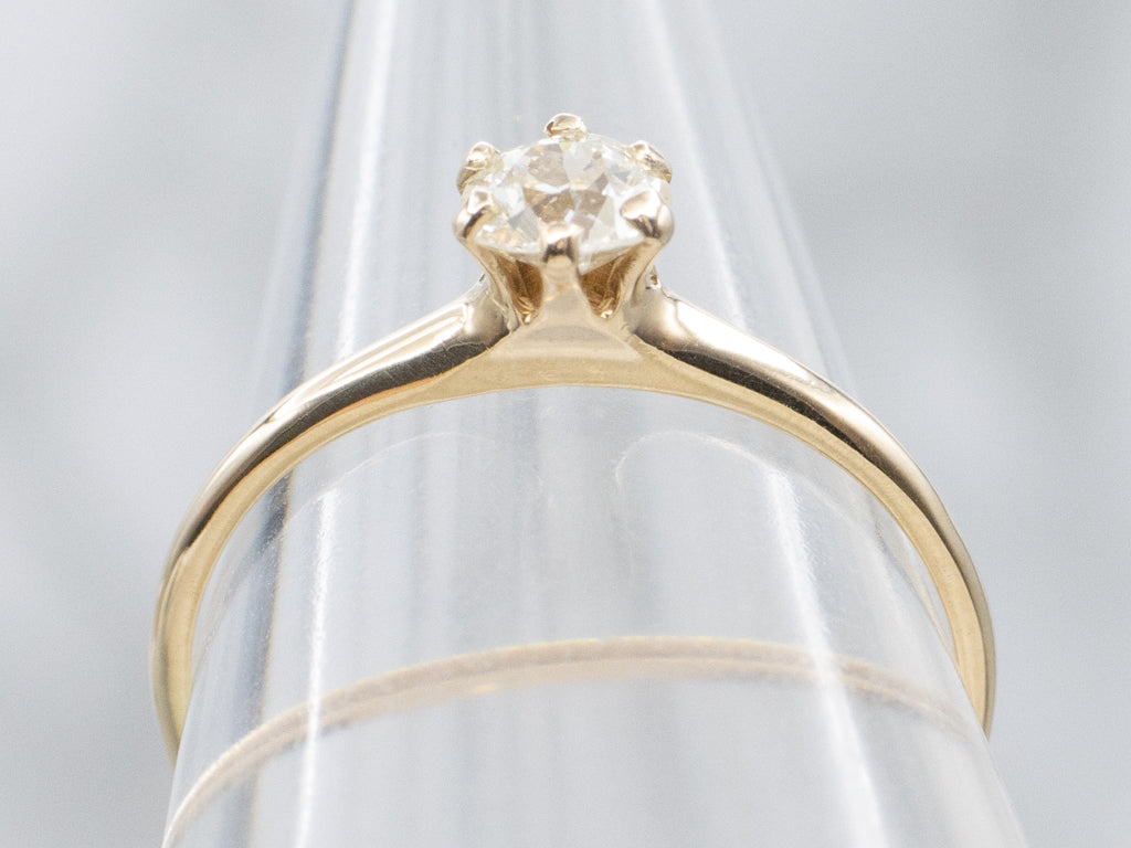 Antique Six-Prong Old Mine Cut Diamond Engagement Ring