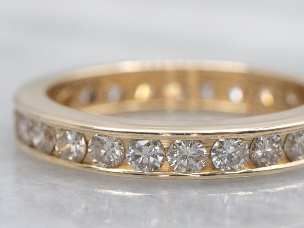 Yellow Gold Channel-Set Diamond Eternity Band