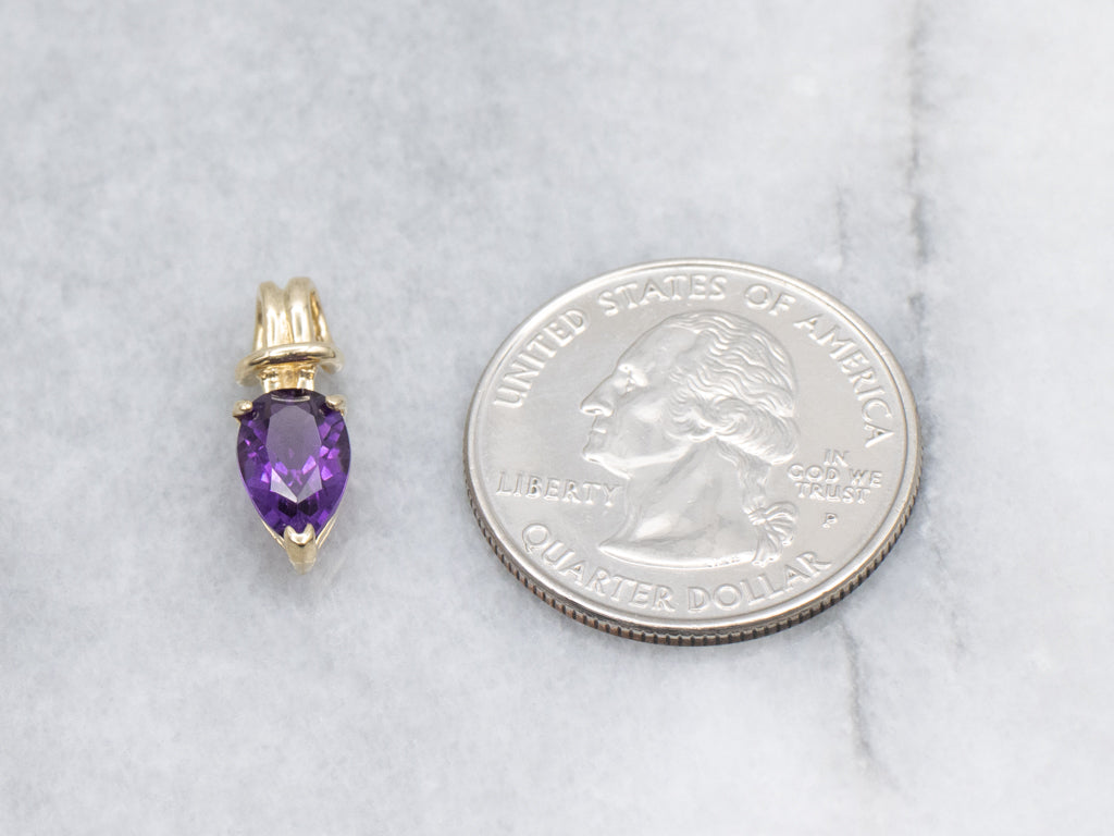 Pear-Cut Amethyst Yellow Gold Pendant