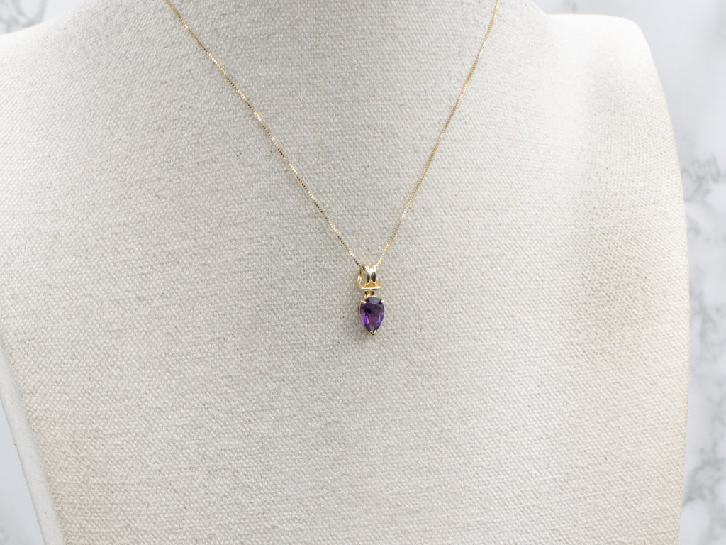 Pear-Cut Amethyst Yellow Gold Pendant