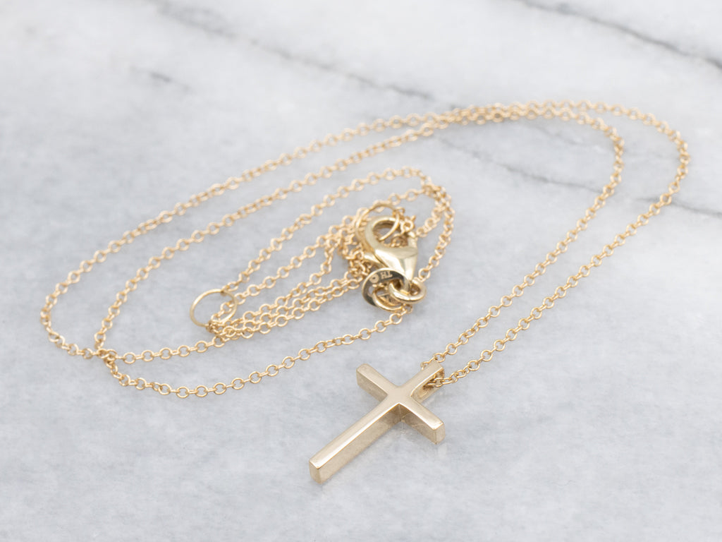 Simple Gold Cross Pendant Necklace
