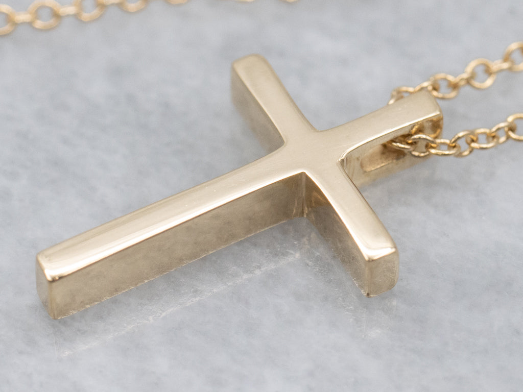 Simple Gold Cross Pendant Necklace