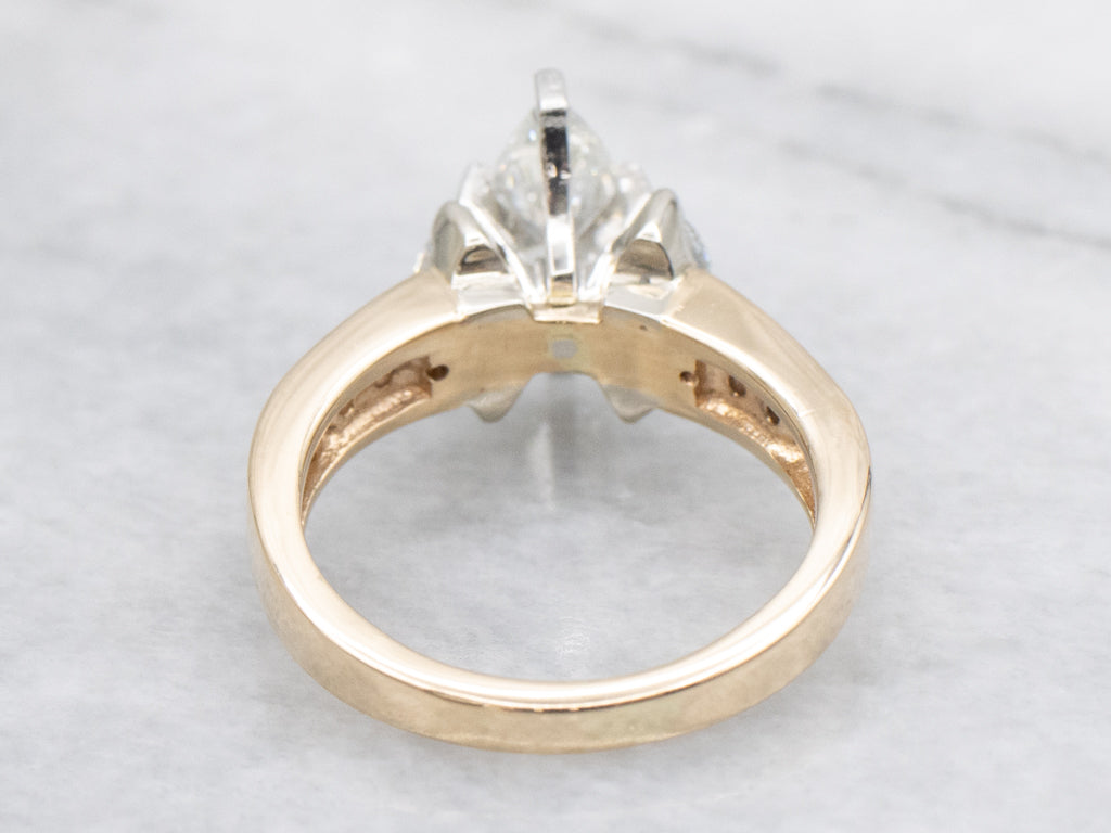 Marquise-Cut Diamond and Diamond Accent Modern Engagement Ring