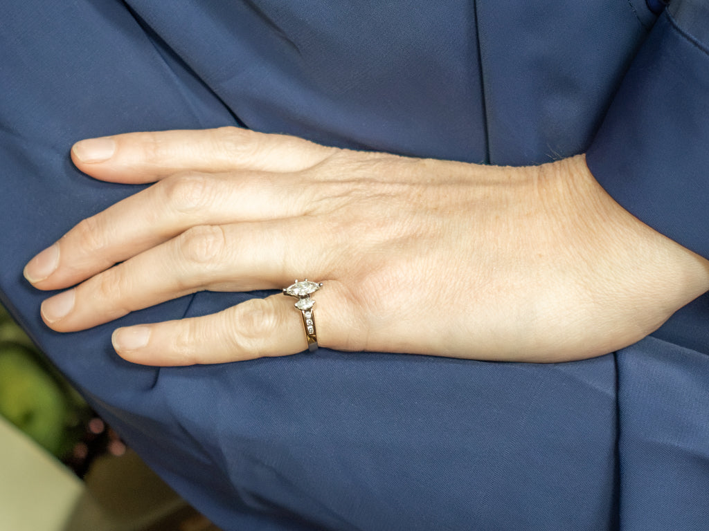 Marquise-Cut Diamond and Diamond Accent Modern Engagement Ring