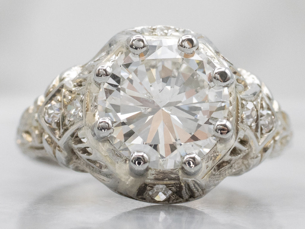 1920s Brilliant Diamond White Gold Engagement Ring