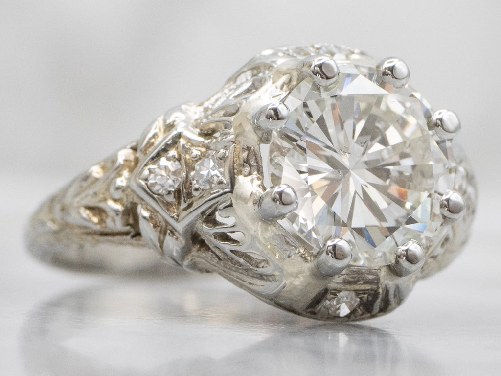 1920s Brilliant Diamond White Gold Engagement Ring