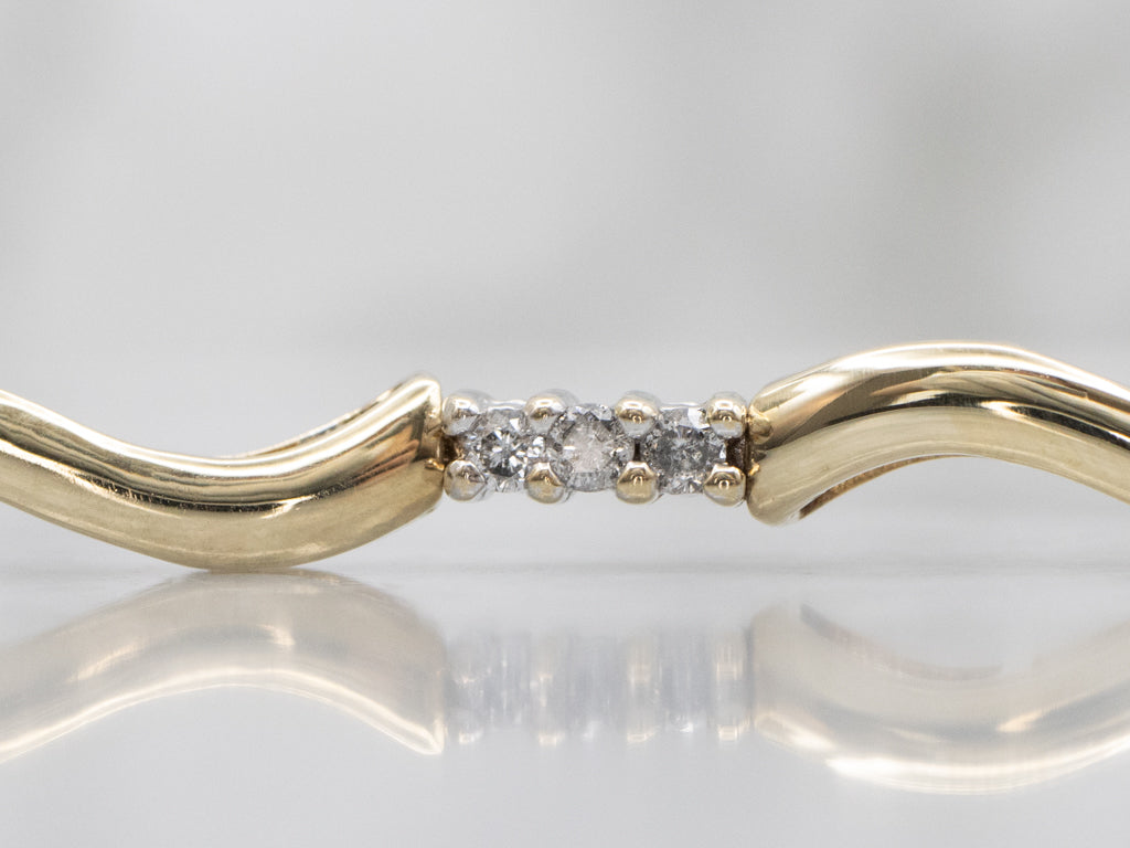 Diamond Two-Tone Gold Curved Bar Link Bracelet